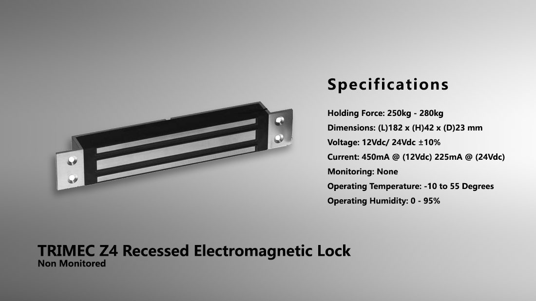 TRIMEC Z4 Recessed Electromagnetic Lock Non Monitored 6 Trimec Z4 Recessed Non Monitored
